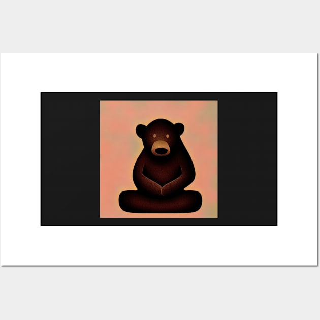 Brown Bear In Contemplation Sitting Peacefully Meditating Illustration Wall Art by SubtleSplit